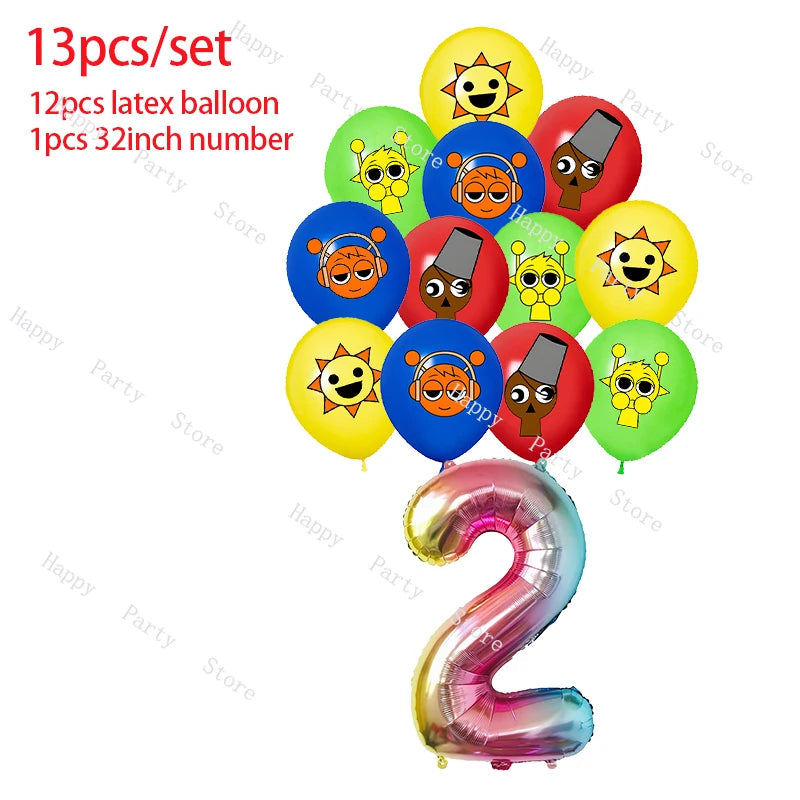 Incredibox Sprunki Birthday Party Decoration Balloon Tableware Backdrop Cake Topper Split Sales Sprunki Birthday Party Supplies Good Vibrations