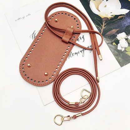 3Pcs DIY Purse Making Kit with Chain PU Leather Bucket Bag Base & Shoulder Strap Crochet Handbag Accessories ﻿ Good Vibrations