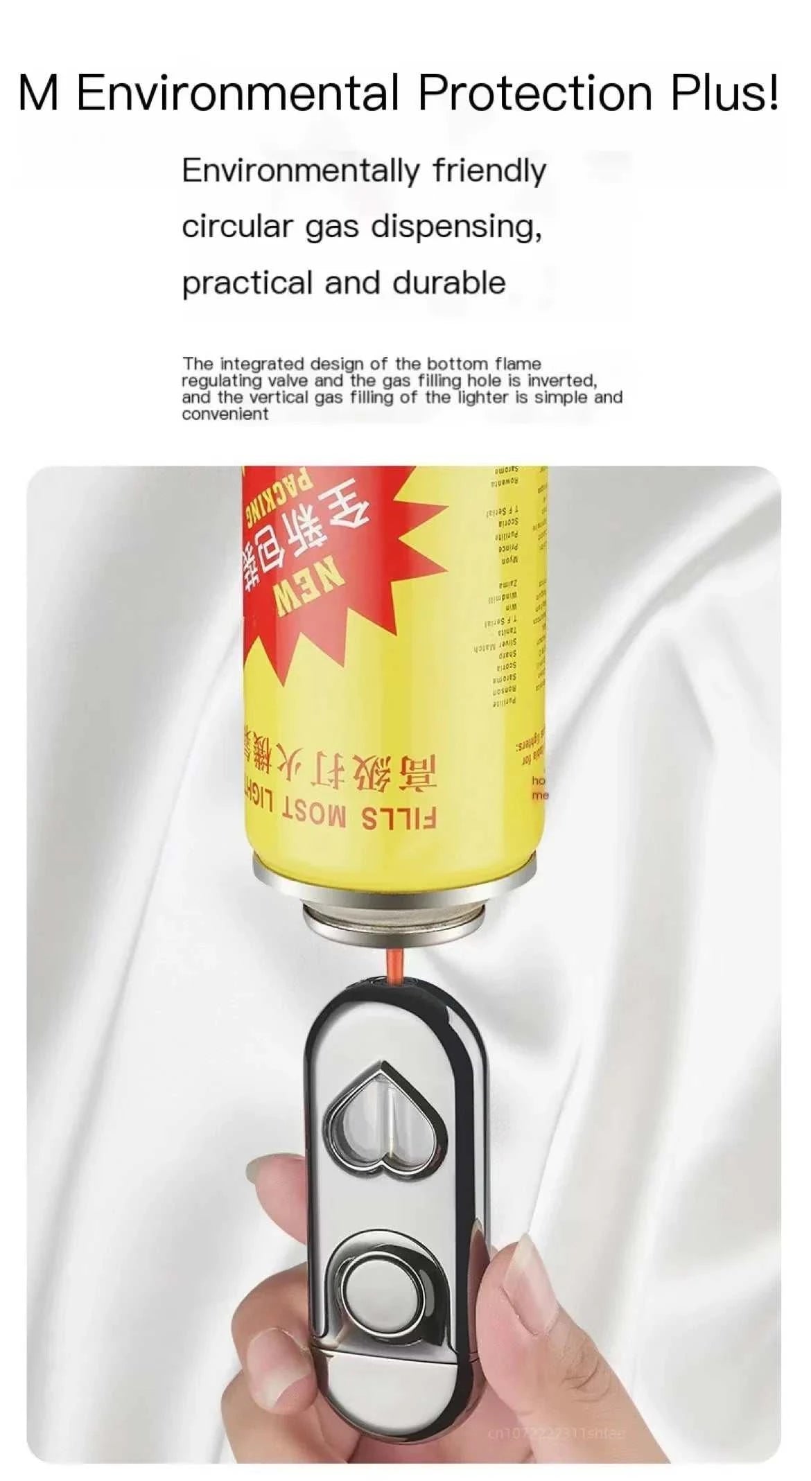 Metal Love Double Flame Butane Gas Lighter 