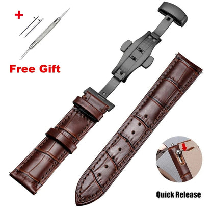 Quick Release *Real Animal Skin* Leather Watch strap13mm 12mm  15mm 17mm 19mm 21m 23mm 24mm 14mm 16mm 18mm 20mm Good Vibrations