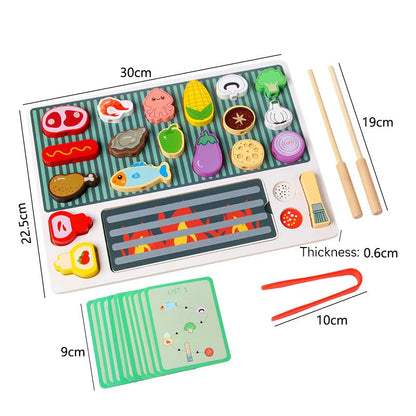 Simulation Kitchen Pretend Toy Wooden Toddler DIY BBQ Toy Set Classic Game Montessori Educational Toy For Children Kids Gift Good Vibrations