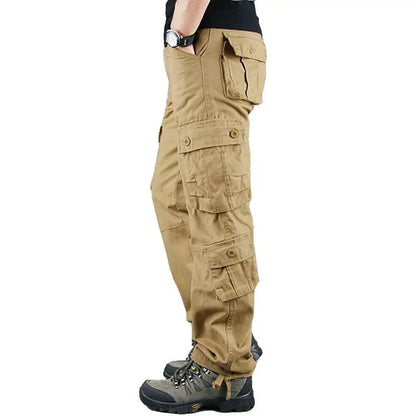 Men's Tactical Camouflage Overalls High-Quality Cotton Multi-Pocket Trousers Sports Training Casual Work Pants Good Vibrations