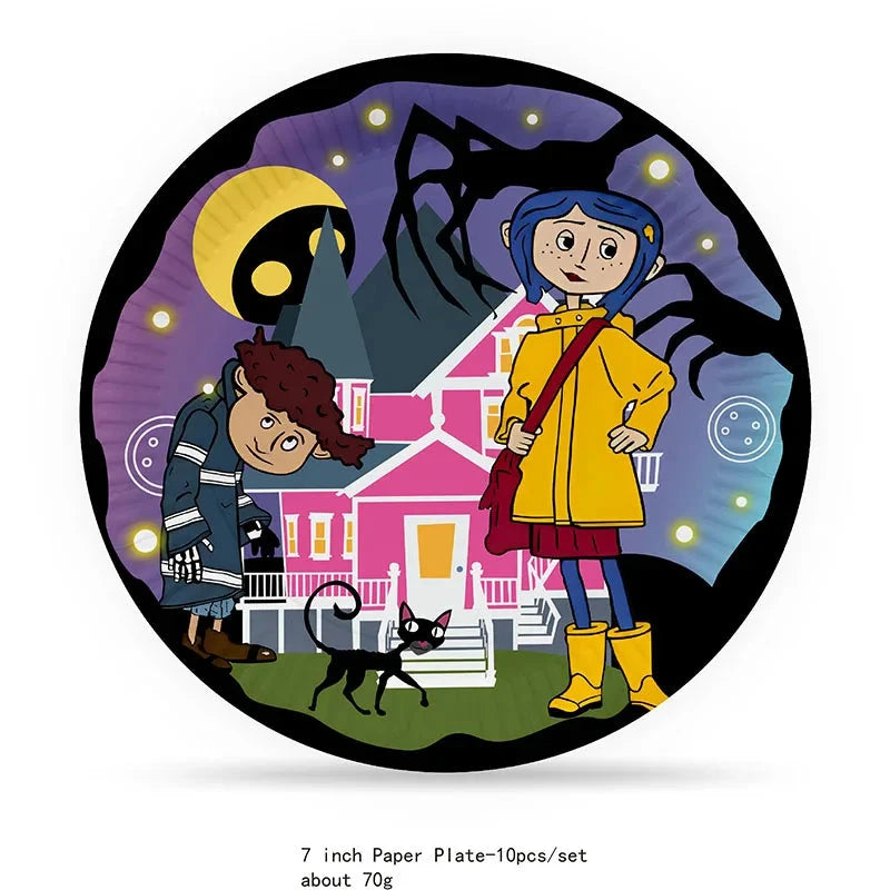 Coraline Birthday Party Decorations Supplies Coraline Balloons Decoration Happy Birthday Disposable Tableware Paper Party for Ki Good Vibrations