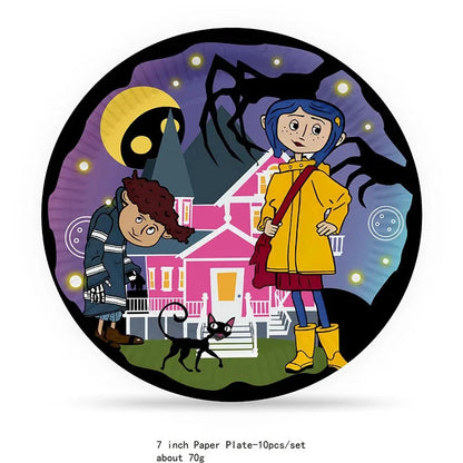 Coraline Birthday Party Decorations Supplies Coraline Balloons Decoration Happy Birthday Disposable Tableware Paper Party for Ki Good Vibrations
