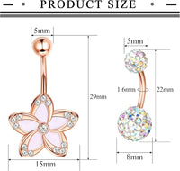 Bobisty Navel Rings Surgical Stainless Steel Belly Button Rings for Women Girls Body Piercing with Gold Plated Brass Flower Good Vibrations Adult Super Store
