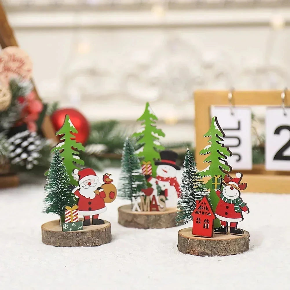 Christmas Wooden Ornaments Xmas Tree Pendant Santa Claus Crafts Table Decor Christmas Tree Decor Xmas Gifts New Year 2024 Good Vibrations