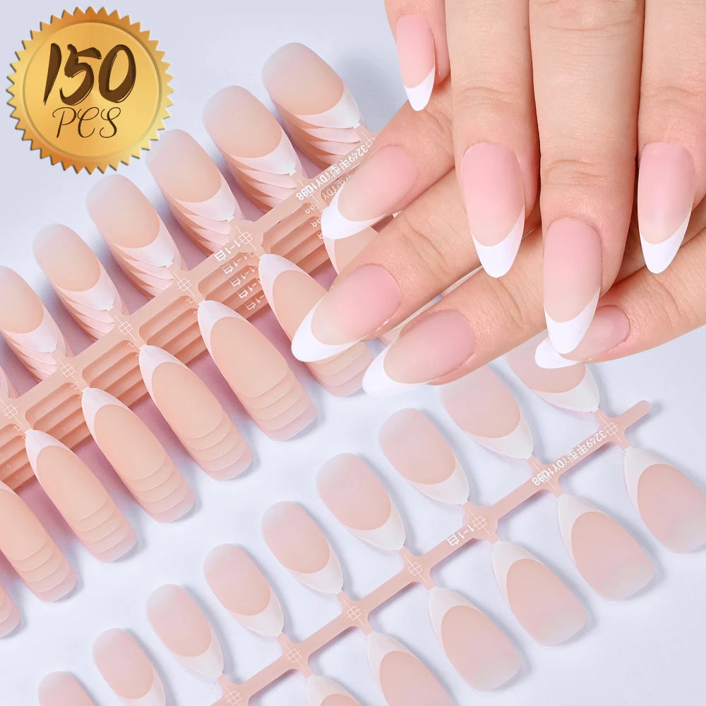 100Pcs Light Pink Press on Nails Short Medium Square Wearable Fake Nails Tips 10 sizes Full Cover False Nails Finger Decoration Good Vibrations