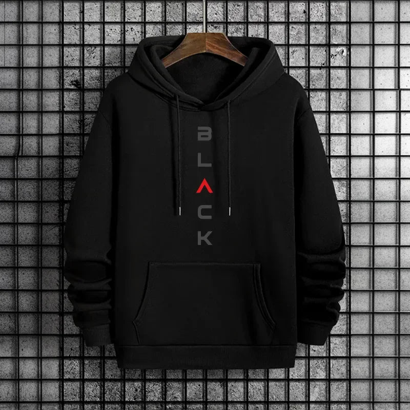 2026 New Arrival Men's Tracksuit Black Letter Print Sweatshirt + Pants Urban Causal Fashion Sportswear Fall/winter Sports Suit Good Vibrations