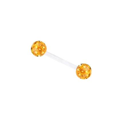 14g 1.6mm Acrylic Flexible 16/19/22/38mm Tongue Bar 6mm Epoxy Coved Crystal Double Ball Nipple Ring Barbell Piercing Good Vibrations Adult Super Store