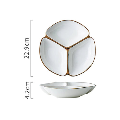 Divided Plate Portion Control Three-grid Dinner Plate for Lunch Adult Dinner Good Vibrations