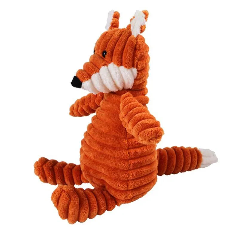 Plush Dog Toy Animals Shape Bite Resistant Squeaky Toys Corduroy Dog Toys for Small Large Dogs Puppy Pets Training Accessories Good Vibrations
