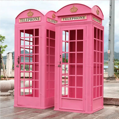 Wholesale Wedding Prop Photo Booth Flower Decoration Metal London Style Pink Telephone Booth Good Vibrations