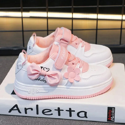 Teenagers outdoor sneakers Student girls' cute bow sports shoes Comfortable soft sole running shoes casual tennis shoes Good Vibrations