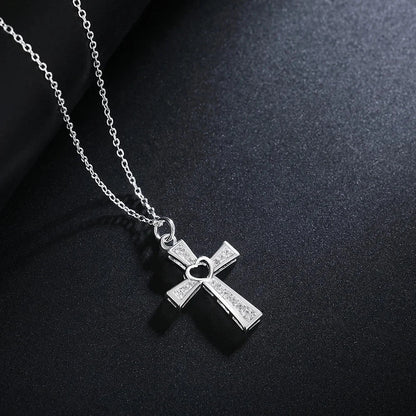 Charms classic 925 Sterling Silver crystal cross pendant Necklace For Women high quality Wedding party Jewelry Holiday gift Good Vibrations