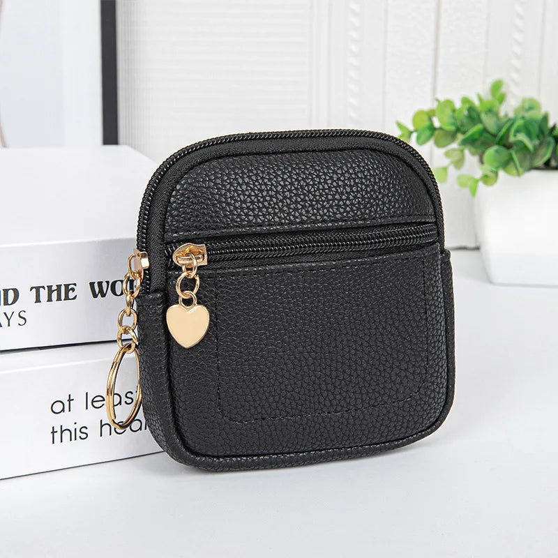 New Coin Purse Portable Wrist Bag PU Leather Money Coin Purse with Key Ring Pocket Purse Keychain Wallet for Women Girls Gift Good Vibrations