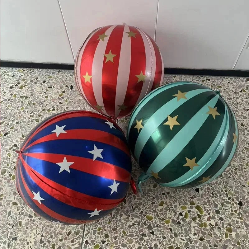 3 Pcs 22 Inch 4D Striped Star Aluminum Film Balloon Ktv Mall Home School Decoration Circus Party Supplies Kids Photo Booth Props Good Vibrations