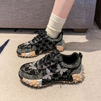 Women Sports Shoes Trend 2024 Rhinestone Sneaker Tennis Female Casual Mirror Luxury Designer Elegant Fashion Shoes for Women Good Vibrations