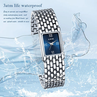 LIGE new 2025 women's watch quartz stainless steel strap women watches luxury casual waterproof retro fashion ladies watch reloj Good Vibrations