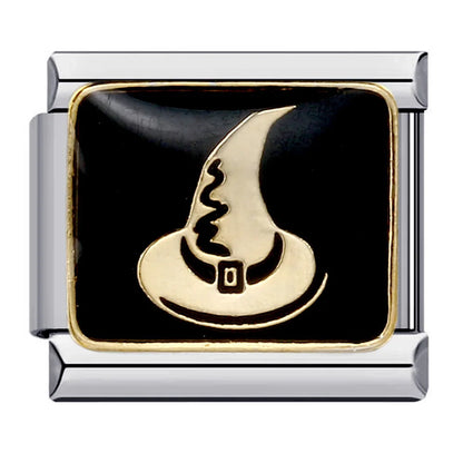 Goth Vintage Black Glaze Skull Raven Ghost Halloween Day's Charm Links Fit 9mm Bracelet Stainless Steel Making DIY Jewelry Good Vibrations