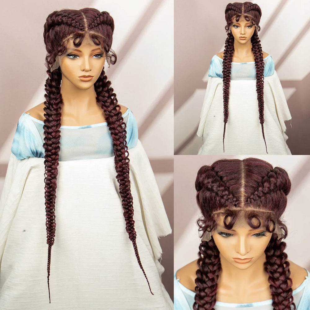 Synthetic Goddess Braided Wigs Cornrow Braided Wigs with Baby Hair Braids Wigs for Women Daily Use Knotless Wigs Good Vibrations