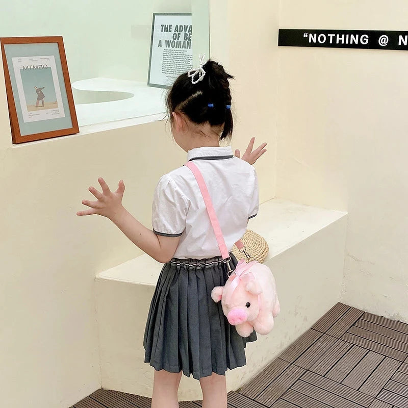 Piglet Plush Bag for Girl Korean Version Large Capacity Lady Shoulder Bag Cartoon Ins Cute Doll Messenger Bag Handbags Crossbody Good Vibrations