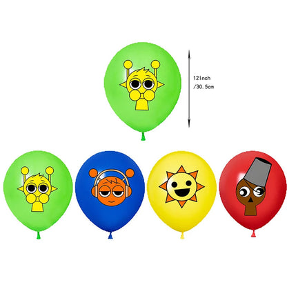 Incredibox sprunki Birthday Party Decorations Cake Topper Balloons Tablecloth Cups Plates Kids Birthday Party Supplies Good Vibrations