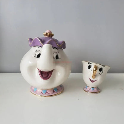 Disney Teapot Cute Cartoon Beauty And The Beast Coffee Pots Mug Mrs Potts Chip Cup Tea Cup Pots One Tea Set Droshipping Desk Gif Good Vibrations Adult Super Store