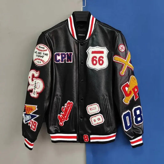 Street Popular Letter Flocking Embroidered Jacket And Coat Men 2023 New Y2K Harajuku Hip Hop Spliced Motorcycle Baseball Uniform Good Vibrations