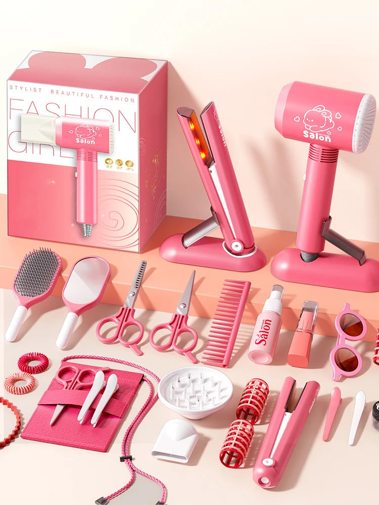 Kids Make Up Toys Simulation Haircut Kit Children's Hair dryer Role Playing Game Educational Toys For Girls Pretend Play Gifts Good Vibrations