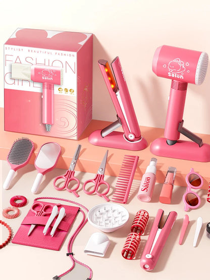 Kids Make Up Toys Simulation Haircut Kit Children's Hair dryer Role Playing Game Educational Toys For Girls Pretend Play Gifts Good Vibrations