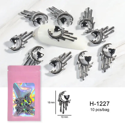 Halloween Alloy Nail Art Charms 3D Ghost Skull Pumpkin Golden Silver Classic Nails Jewelry Ornaments DIY Manicure Accessories Good Vibrations