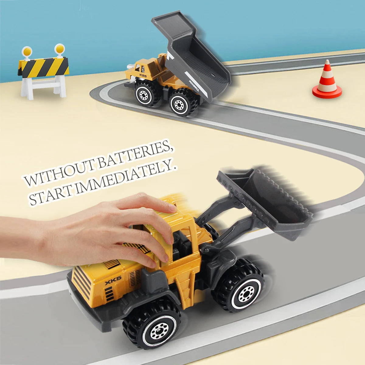 6pcs/set Alloy Engineering Truck Toy Car Classic Construction Model Vehicle Loader Tractor Excavator Toys for 3 years Boys Gifts Good Vibrations