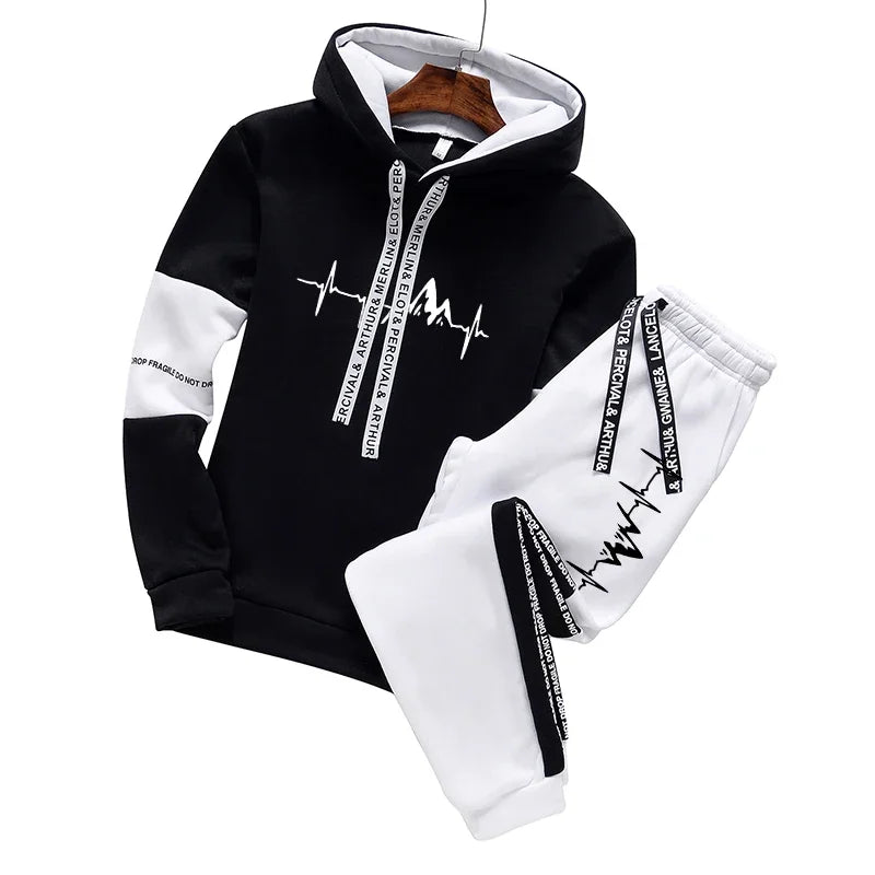2024 Mens Tracksuit Casual Classic Hooded Sweatshirt Jogging Clothing High Quality Simplicity Versatile Printing Tops Pants Suit Good Vibrations