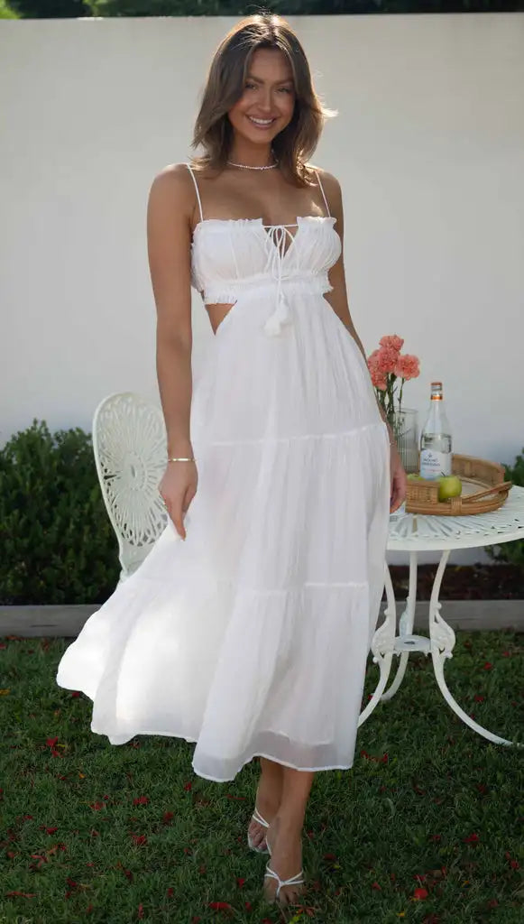 Trendy Casual Summer White Dress for Women Cover-ups Outfits New Boho Hippie Chic Long Maxi Dresses Elegant Party Beachwear Good Vibrations