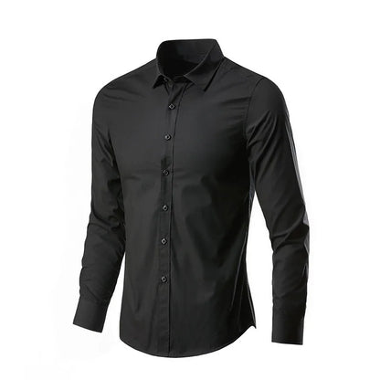 Mens Casual Shirts 2025 Single Breasted Mens Slim Fit Dress Long Sleeve Shirts Soild Male Social Shirts Designer Chemise Homme