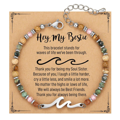 Friend Gifts for Women, Sister Gift, Friendship Bracelets, Wave Bestie Best Friend Birthday Christmas Stocking Stuffers Bracelet Good Vibrations