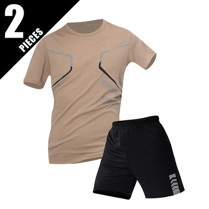 2/4/6 Pcs Plus Size Men's Quick-drying Short-sleeved Shorts Suit Men's Leisure Sports Running Fitness T-shirt Joker Shorts Teen Good Vibrations