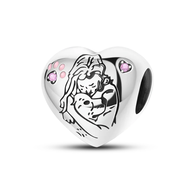Heart Shape 925 Sterling Silver Family Lover Affection Pendant Charm Beads Fit Original Bangle Bracelet DIY Jewelry For Women Good Vibrations