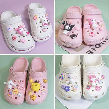 Sanrio Hello Kitty Croc Charms Kawaii Kuromi Shoe Buckle Accessories Girl Slippers DIY Decorations for Croc Jibz Gift Good Vibrations