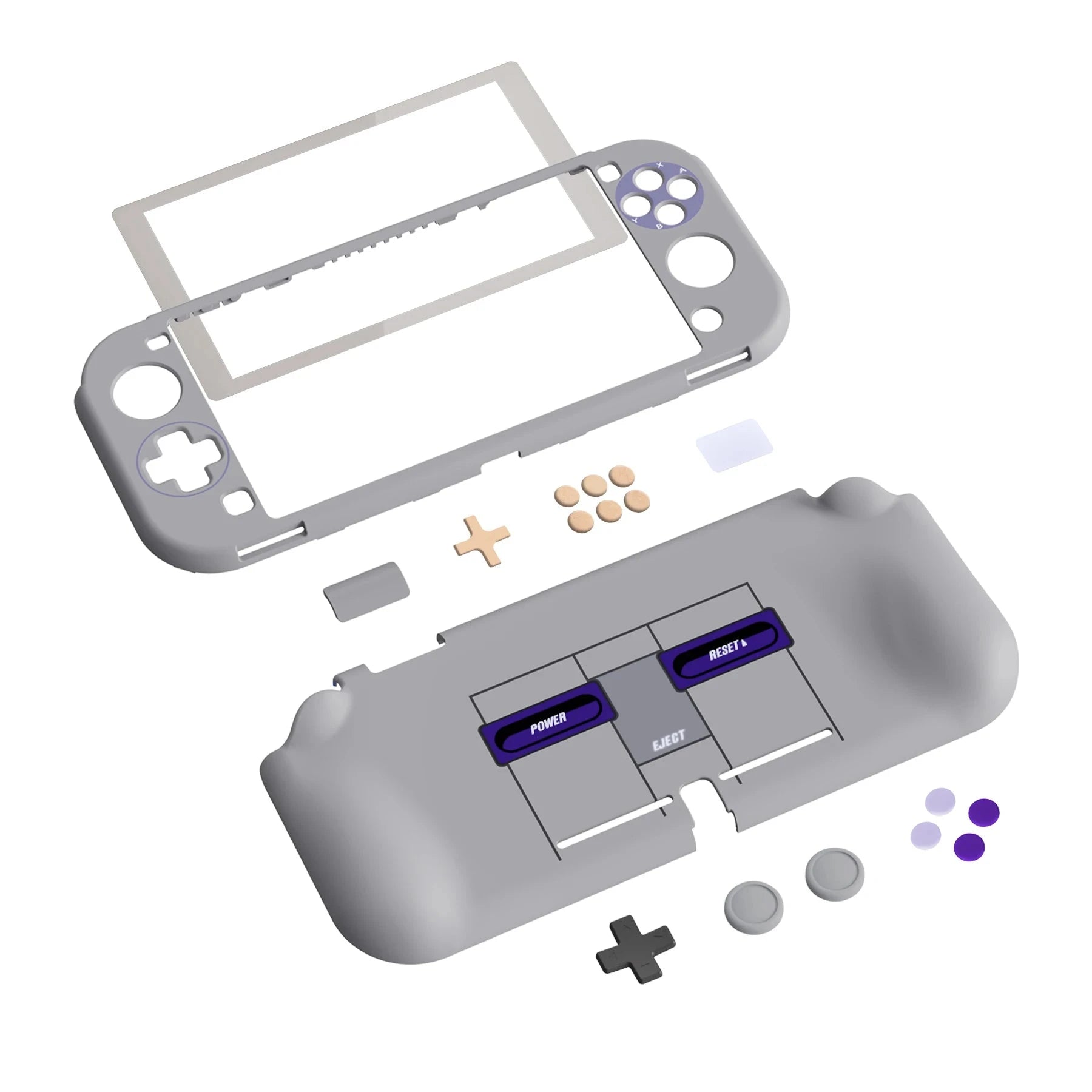 PlayVital ZealProtect Ergonomic Protective Case for NS Switch Lite W/Screen Protector & Thumb Grips - Classics SNES Style Good Vibrations