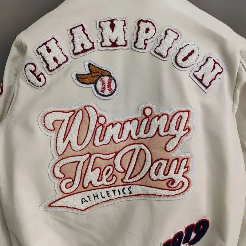 Street Popular Letter Flocking Embroidered Jacket And Coat Men 2023 New Y2K Harajuku Hip Hop Spliced Motorcycle Baseball Uniform Good Vibrations