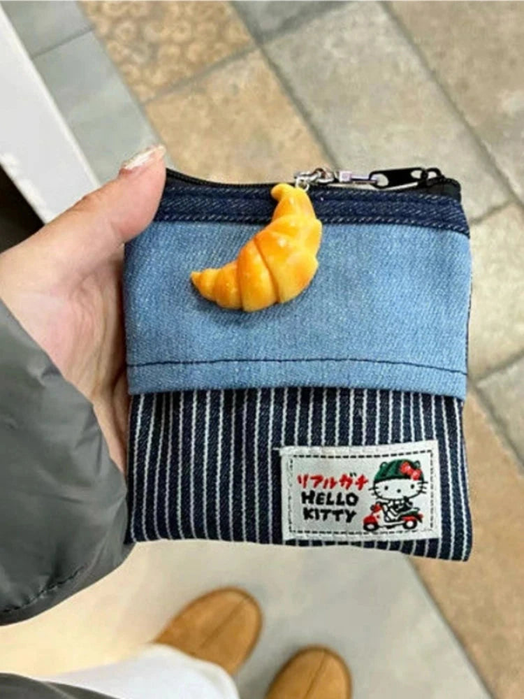 Sanrio Hello Kitty Cartoon Cowboy Pocket Bag Creative Anime Periphery Cosmetics Storage Cute and portable holiday gift for Girl Good Vibrations