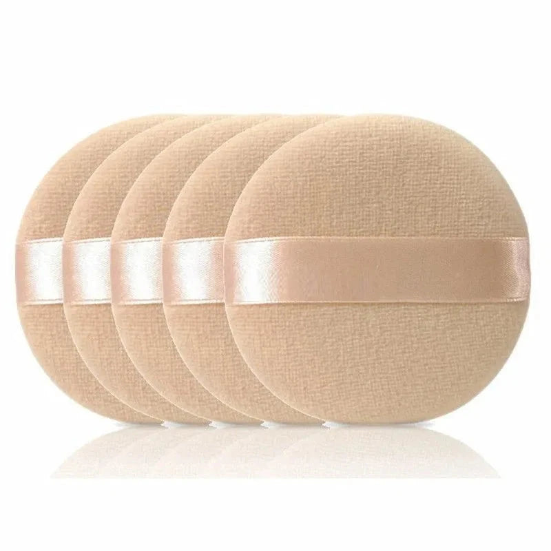 5pcs Round Facial Powder Foundation Puff ,Portable Soft Cosmetic Puff For Makeup Application, Beauty Tool Essential Make Up Good Vibrations