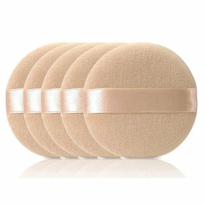 5pcs Round Facial Powder Foundation Puff ,Portable Soft Cosmetic Puff For Makeup Application, Beauty Tool Essential Make Up Good Vibrations