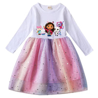 Gabbys Dolhouse Dress Kids Gaby Chat Clothes Baby Girls Long Sleeve Casual Dresses Wedding Party Sequin Birthday Gifts Vestidos Good Vibrations