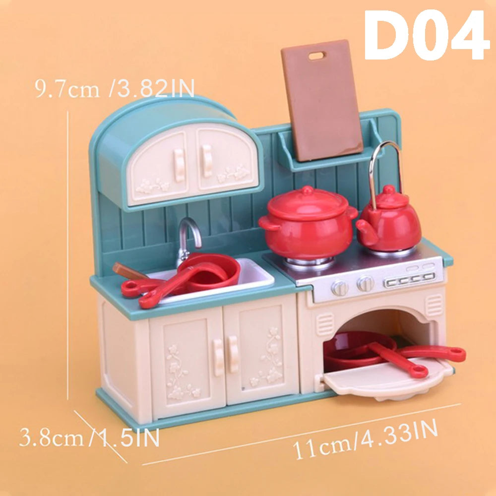 1:12 Miniature Furniture Forest Family Kitchen Toy Dining Table Dollhouse Accessories Bathroom Pretend Play For Girl Gifts Toys Good Vibrations