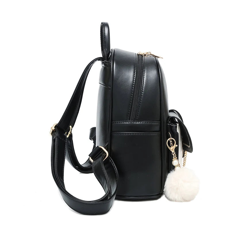 Backpack Purse For Women, Zipper Backpack With Pompom Decorate And Inner Porcket, Faux Leather Daypack Good Vibrations