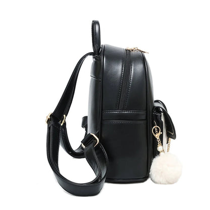 Backpack Purse For Women, Zipper Backpack With Pompom Decorate And Inner Porcket, Faux Leather Daypack Good Vibrations