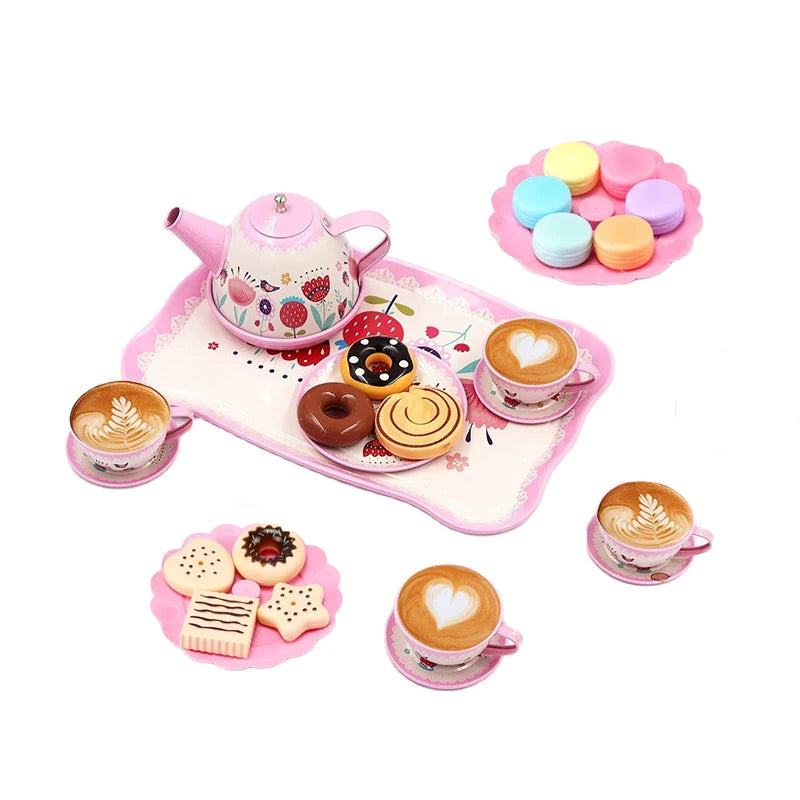 DIY Pretend Play Toy Simulation Tea Set Tableware Play House Kitchen Afternoon Tea Game Toys Gifts For Children Kids Girls Good Vibrations