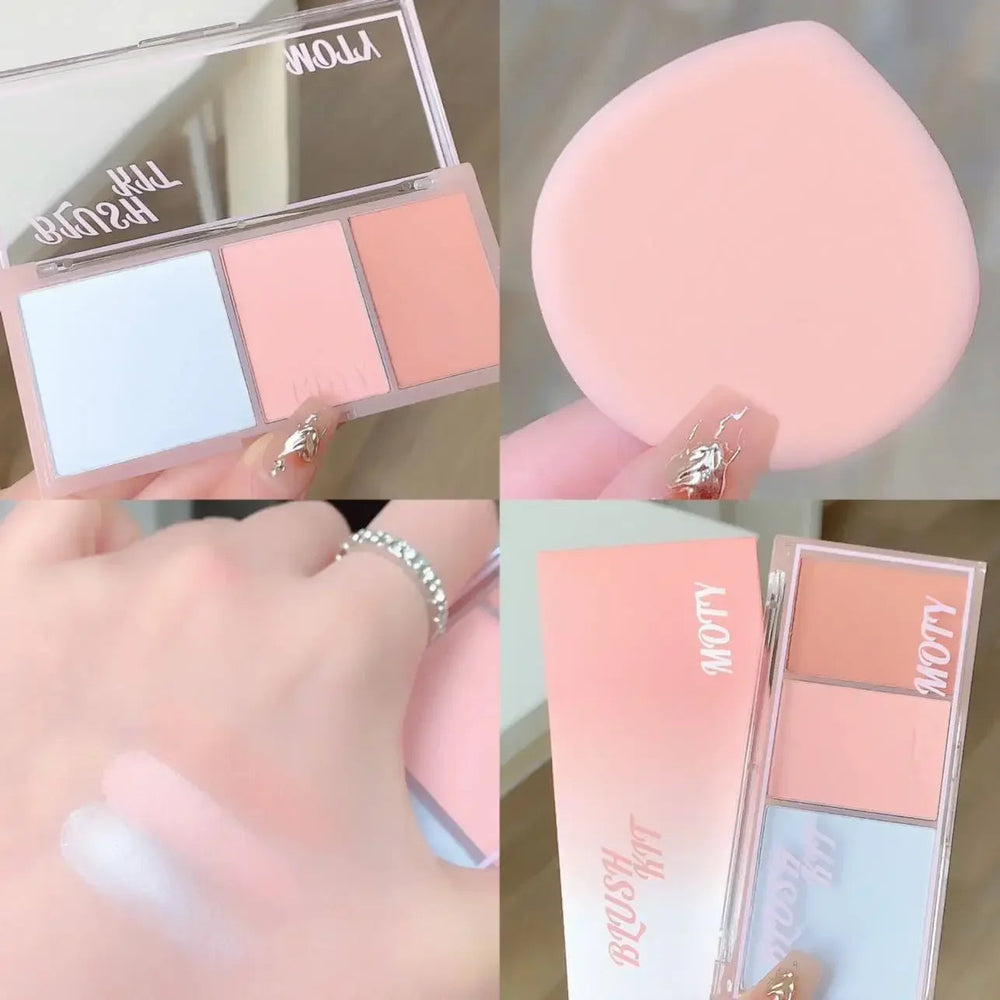 Pink Series 3 Colors Blush Makeup Palette Mashed Potato Texture Matte Cheek Tint Contour Shadow Blusher Cosmetics Rouge Powder Good Vibrations